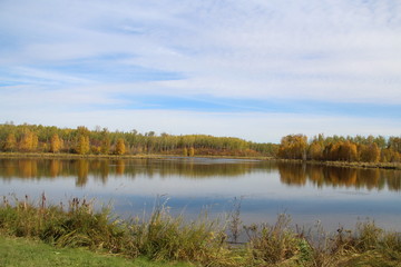 Fototapeta na wymiar Calm Lake, Elk Island National Park, Alberta