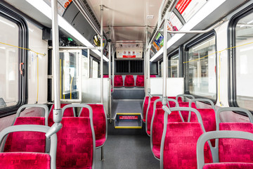 Empty seat in the bus. MTS bus in San Diego.