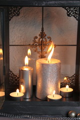 Metall Laterne mit Kerzen 