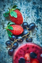 strawberries and blueberries