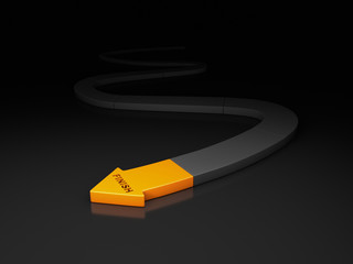 3d Illustration of line with yellow arrow at the end