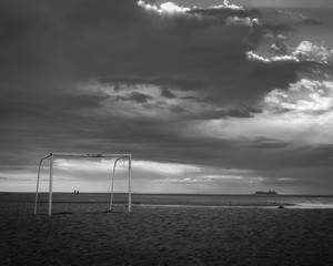 football goal on the coast
