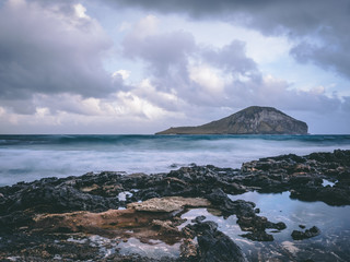 Fototapeta na wymiar Sea and island calming backgrounds Long exposure