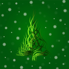 Fototapeta na wymiar Abstract Christmas tree of wavy lines. Vector