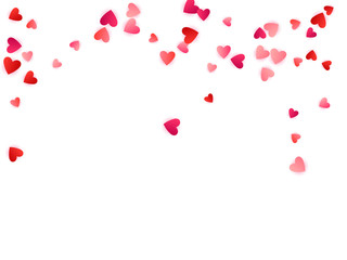 Red flying hearts bright love passion vector background.
