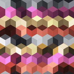 Hexagon grid seamless vector background. Minimal polygons with bauhaus corners geometric graphic design. Trendy colors hexagon cells pattern for flyer or cover. Honeycomb shapes mosaic backdrop.