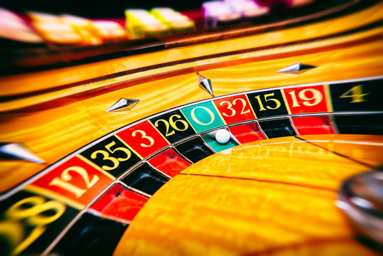 
Roulette wheel in casino.