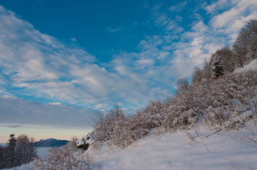 Mountain winter, Christmas landscape