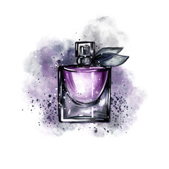 Perfume bottle, painted in watercolor
