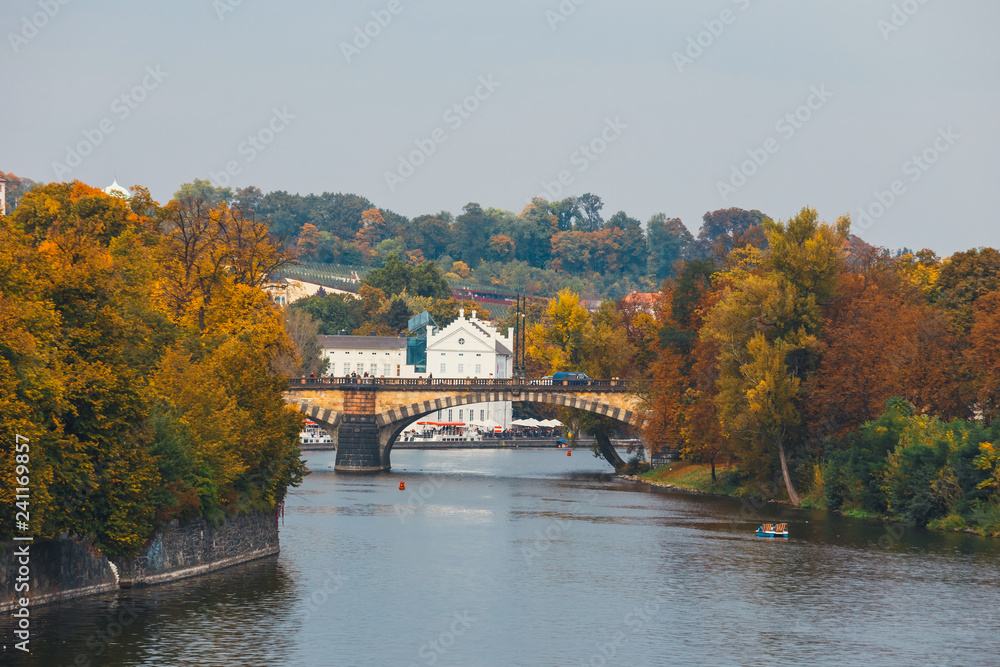 Wall mural embankment of the vltava river in prague, the capital of czech republic