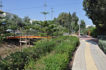 The beautiful Linear Park Along the Garyllis River Limassol (Cyprus)
