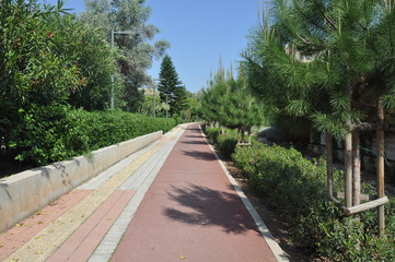 The beautiful Linear Park Along the Garyllis River Limassol (Cyprus)