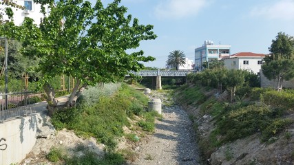 The beautiful Linear Park Along the Garyllis River Limassol (Cyprus)