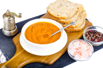 Vegetable caviar, grain bread slices