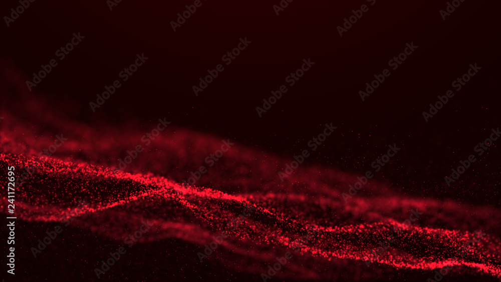 Poster wave glow. wave of particles. wave 3d. 3d rendering. futuristic dots background with a dynamic wave.