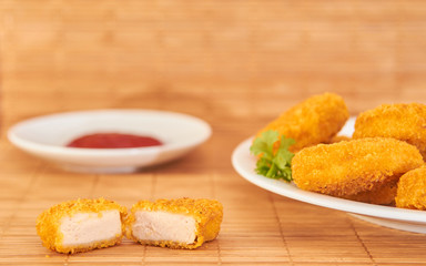 Delicius fried chicken nuggets with sauce