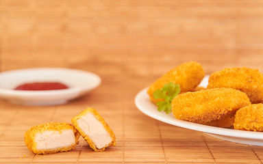 Delicius fried chicken nuggets with sauce