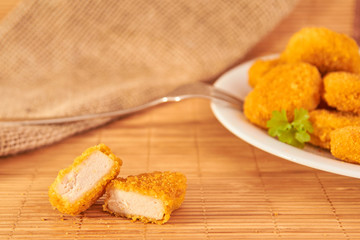 Delicius fried chicken nuggets with sauce