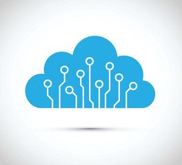 abstract cloud computer chip icon