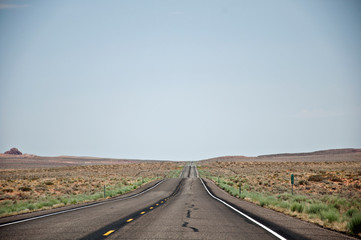 Straight road to the horizont in American desert