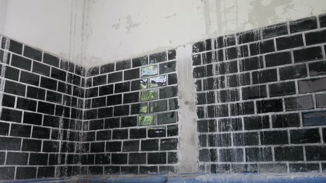 Slider shot of wall old tile

