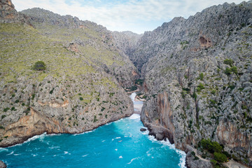 Naklejka na ściany i meble Torrent de Pareis - deepest canyon of Mallorca island, Spain
