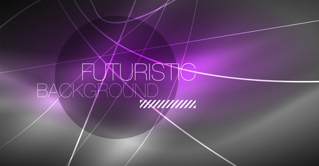 Digital technology abstract background - neon geometric design. Abstract glowing lines. Colorful techno background. Futuristic shape.