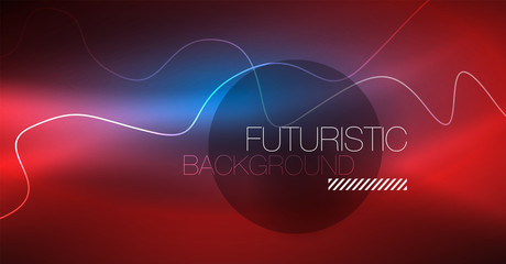 Glowing abstract wave on dark, shiny motion, Christmas and New Year magic space light. Techno abstract background