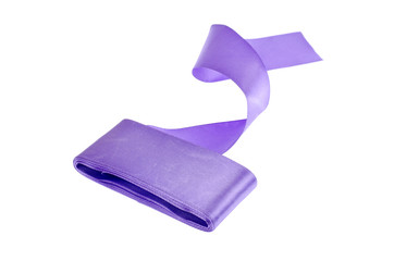 Satin ribbon of lavender color isolated on white background