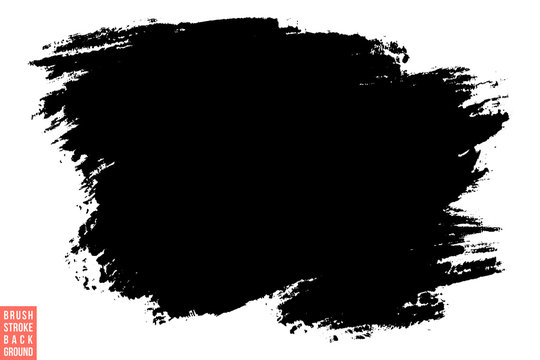 Vector hand drawn big brush stain. Monochrome ink painted stroke. Painted by brush black stain. Monochrome artistic backdrop. One color grungy background.