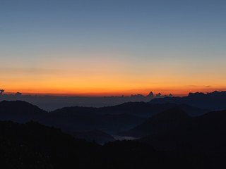 colorful of sky in the evening or morning at famous mountain in Thailand