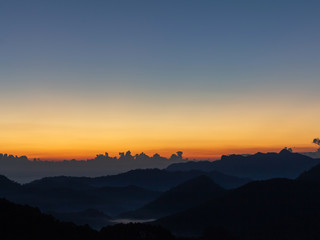 colorful of sky in the evening or morning at famous mountain in Thailand