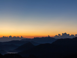 colorful of sky in the evening or morning at famous mountain in Thailand
