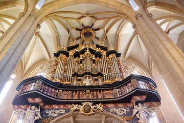 Organ of Severin church in Erfurt, Thuringia, Germany