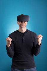 Man using VR Virtual Reality headset