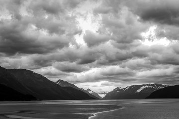 A black and white landscape in Alaska