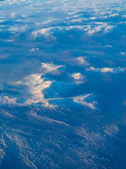 View of mountains from the airplane