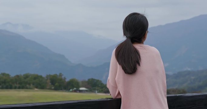 Woman visit Luye Highland hot air balloon area in taitung