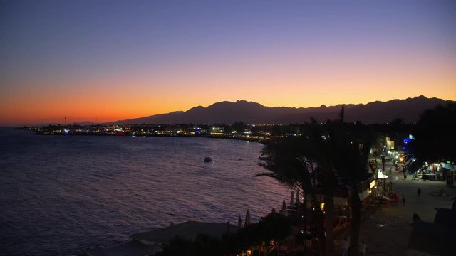 Egypt Dahab sunset over the city.