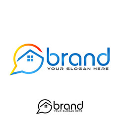 Speech bubbles house logo template. Vector illustration on white background.