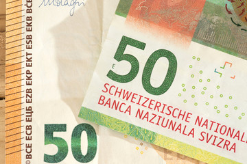 Geldscheine Euro und Schweizer Franken