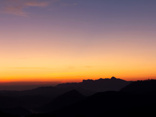 colorful of sky in the evening or morning at famous mountain in Thailand