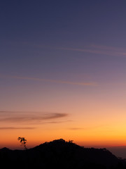 colorful of sky and beautiful mountain landscape.Morning sunrise time mountain scenery