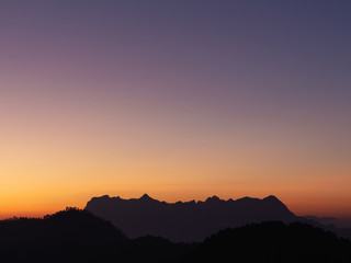 colorful of sky and beautiful mountain landscape.Morning sunrise time mountain scenery
