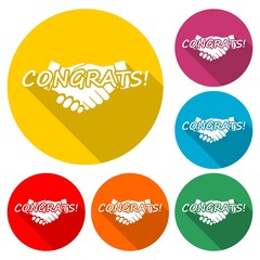 Congrats logo, Congrats icon or logo, color set with long shadow