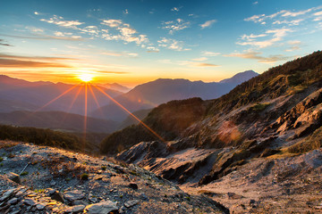 Inspirational sunrise landscape image of Hehuanshan Mountain, Taiwan
