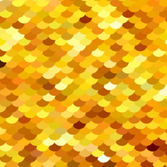 Abstract pattern similar to fish scales or embroidered with sparkles, sequins fabric. Different shades of Golden, yellow. Scalable vector illustration