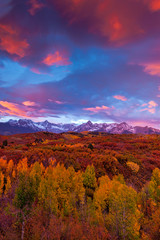 Dramatic sunrise over the Dallas Divide in Colorado's San Juan Mountains