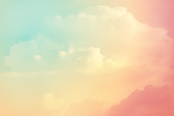 Sun and cloud background with a pastel colored
