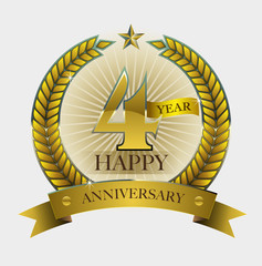Vector abstract, shape number 4 year for happy anniversary symbol.